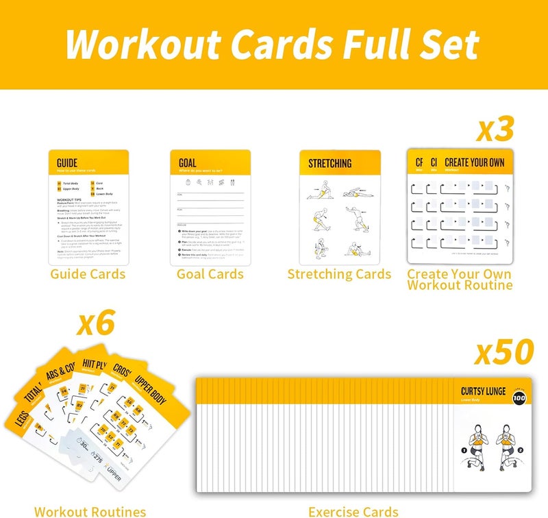ELAORY Bodyweight Workout Cards, 62 Exercises Cards Deck Large Size 5" x 3.5" Fitness Cards for Women & Men, Beginner Fitness Guide to Training Exercises at Home or Gym (Bodyweight,Vol 2) - Image 3